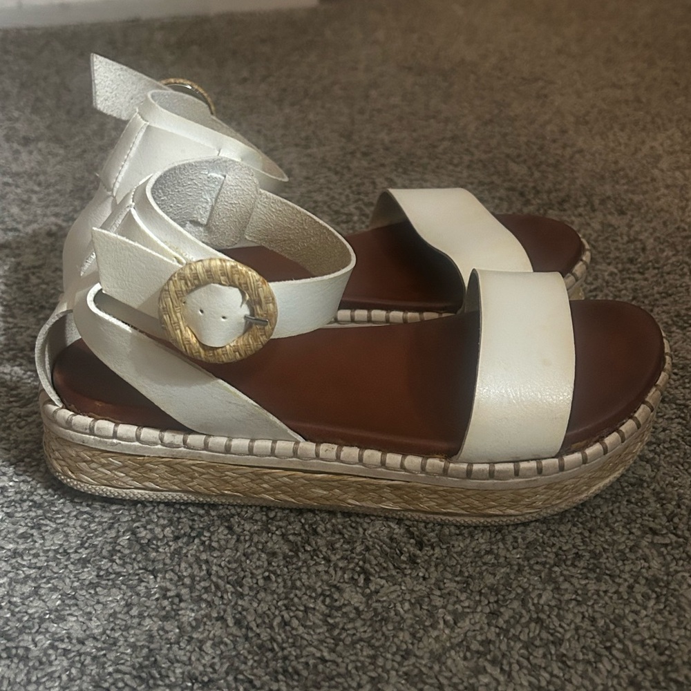 Altar'd State White and Tan Espadrille Sandals